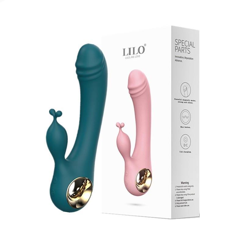 Вибратор кролик Lilo с дополнительной стимуляцией клитора Зеленый
