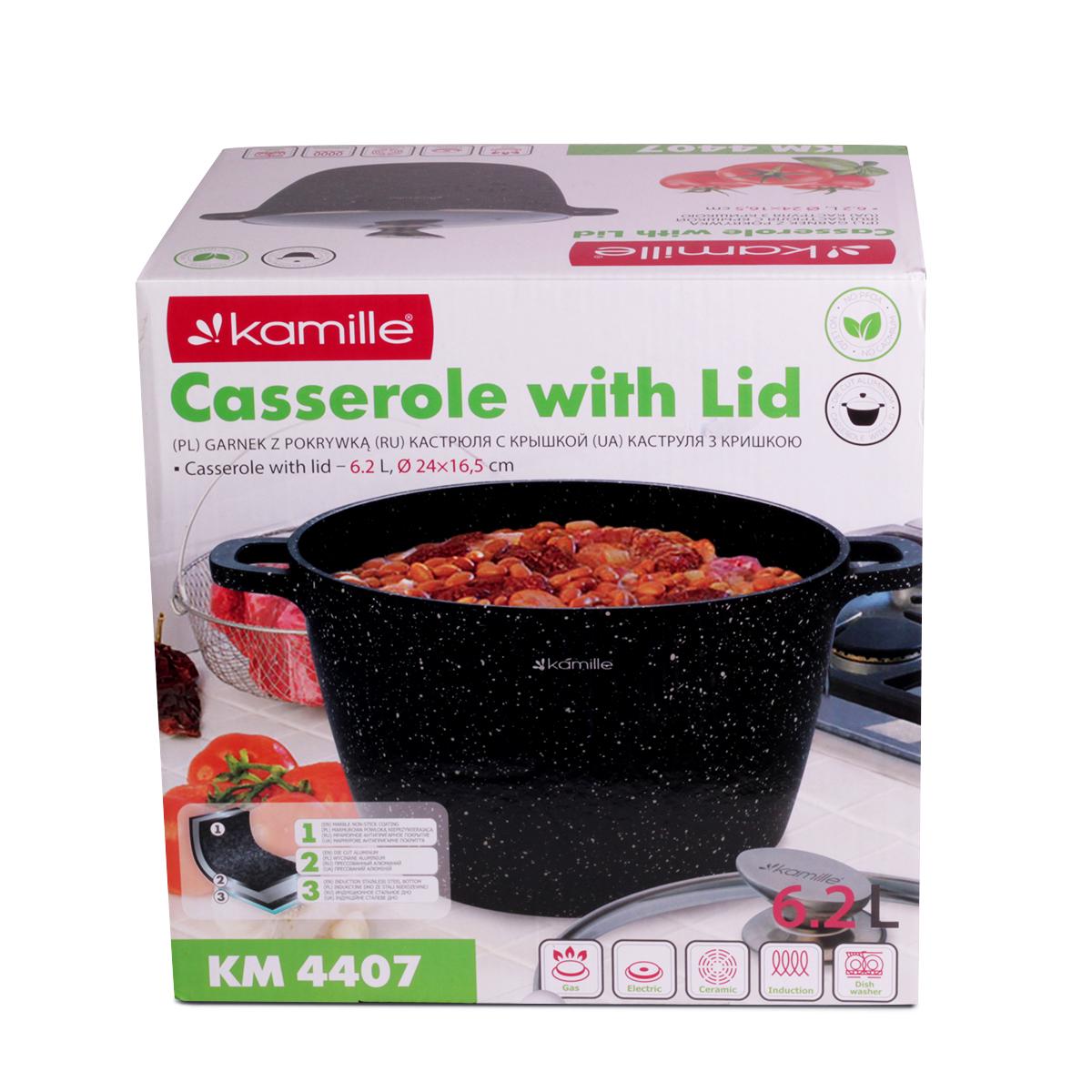 Кастрюля со стеклянной крышкой Kamille KM-4407 алюминиевая литая с антипригарным покрытием 6,2 л Черный (124-84-4407) - фото 7 Кастрюля со стеклянной крышкой Kamille KM-4407 алюминиевая литая с антипригарным покрытием 6,2 л Черный (124-84-4407) - фото 7