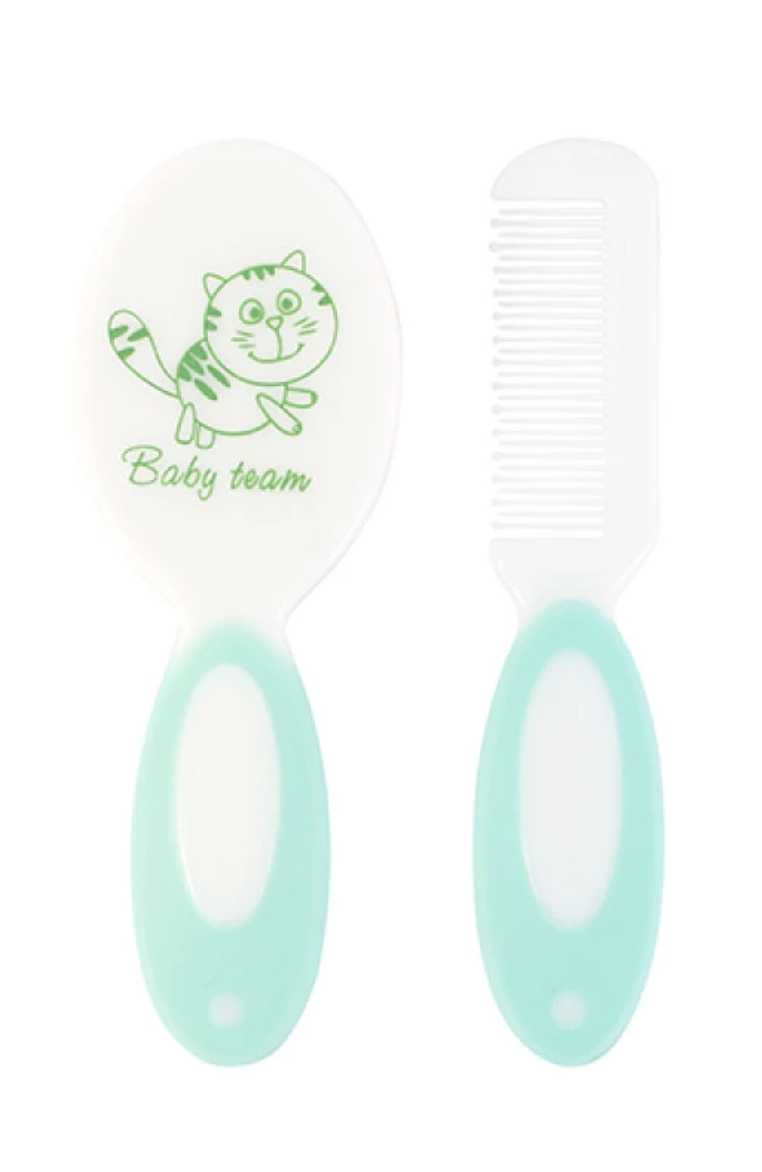 Набор расческа и щетка из натуральной щетины Baby team Бирюзовый (7106)