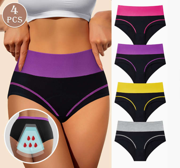 Набор трусов для месячных от протеканий с высокой посадкой из 4 цветов L - фото 2