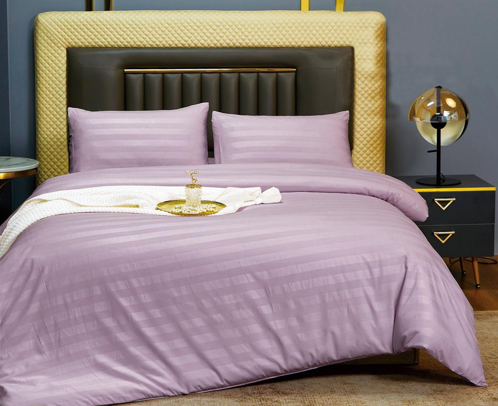 Комплект постельного белья Cotton home Colorful home двуспальный с простыней на резинке сатин страйп UT-24-18-20-2 Светло-розовый (DR010752)