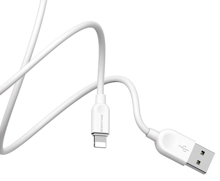 Кабель для зарядки Borofone BX14 LinkJet USB - Lightning 2,4 А 2 м Білий - фото 5