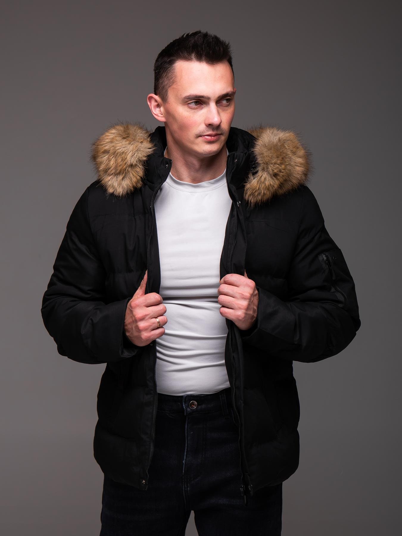 Куртка чоловіча зимова з хутром на капюшоні до -25°С XXL Чорний (2445/3) - фото 10 Куртка чоловіча зимова з хутром на капюшоні до -25°С XXL Чорний (2445/3) - фото 10