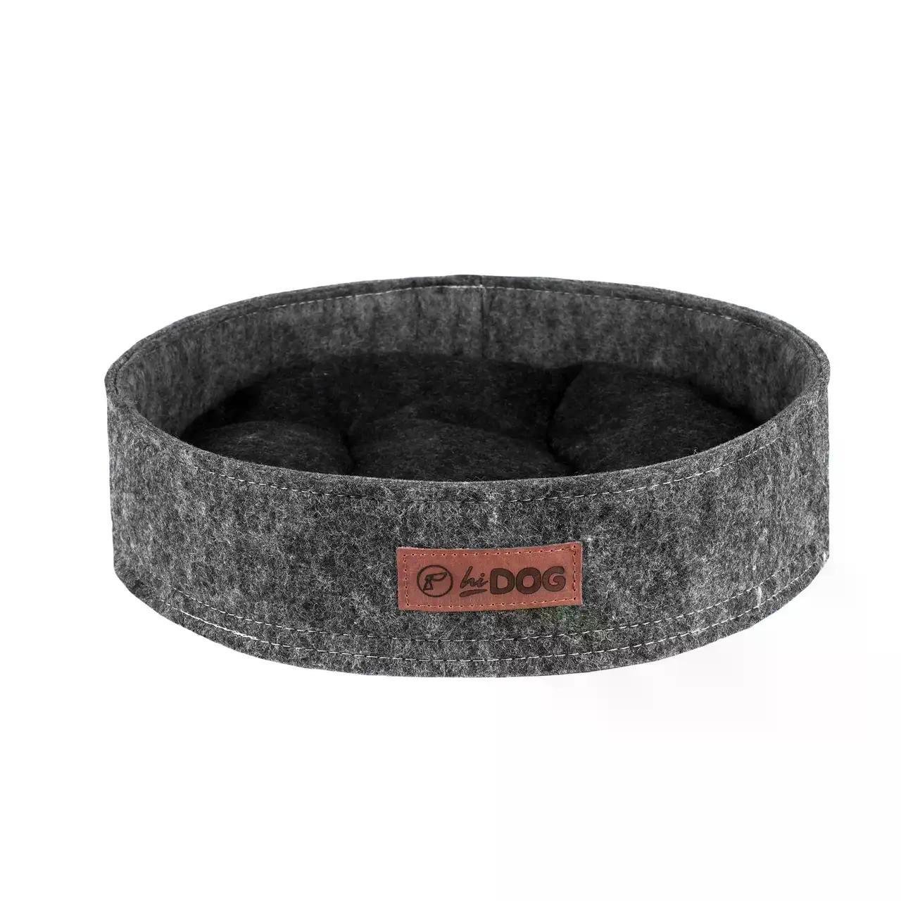 Лежака круглая для собаки и кота с бортиком HiDog мягкое спальное место для животных Ø 50х12 см Серый (3672)