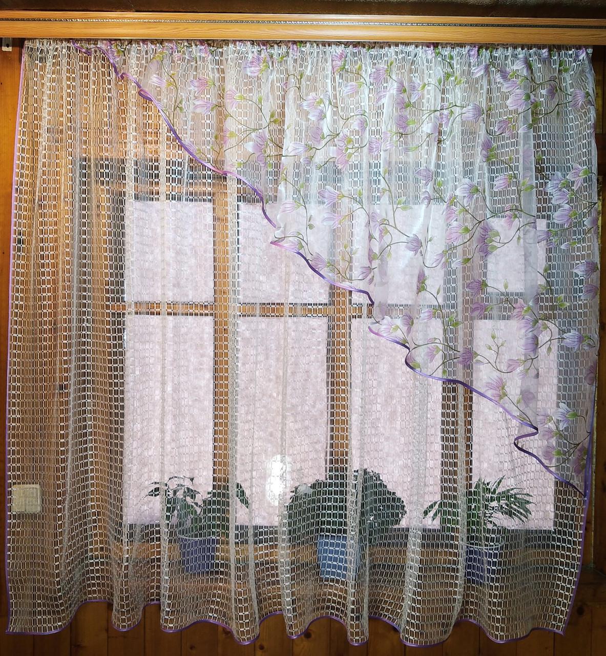 Шторы Фаина правая Сиреневая веточка/Молочный (1631489161) Шторы Фаина правая Сиреневая веточка/Молочный (1631489161)