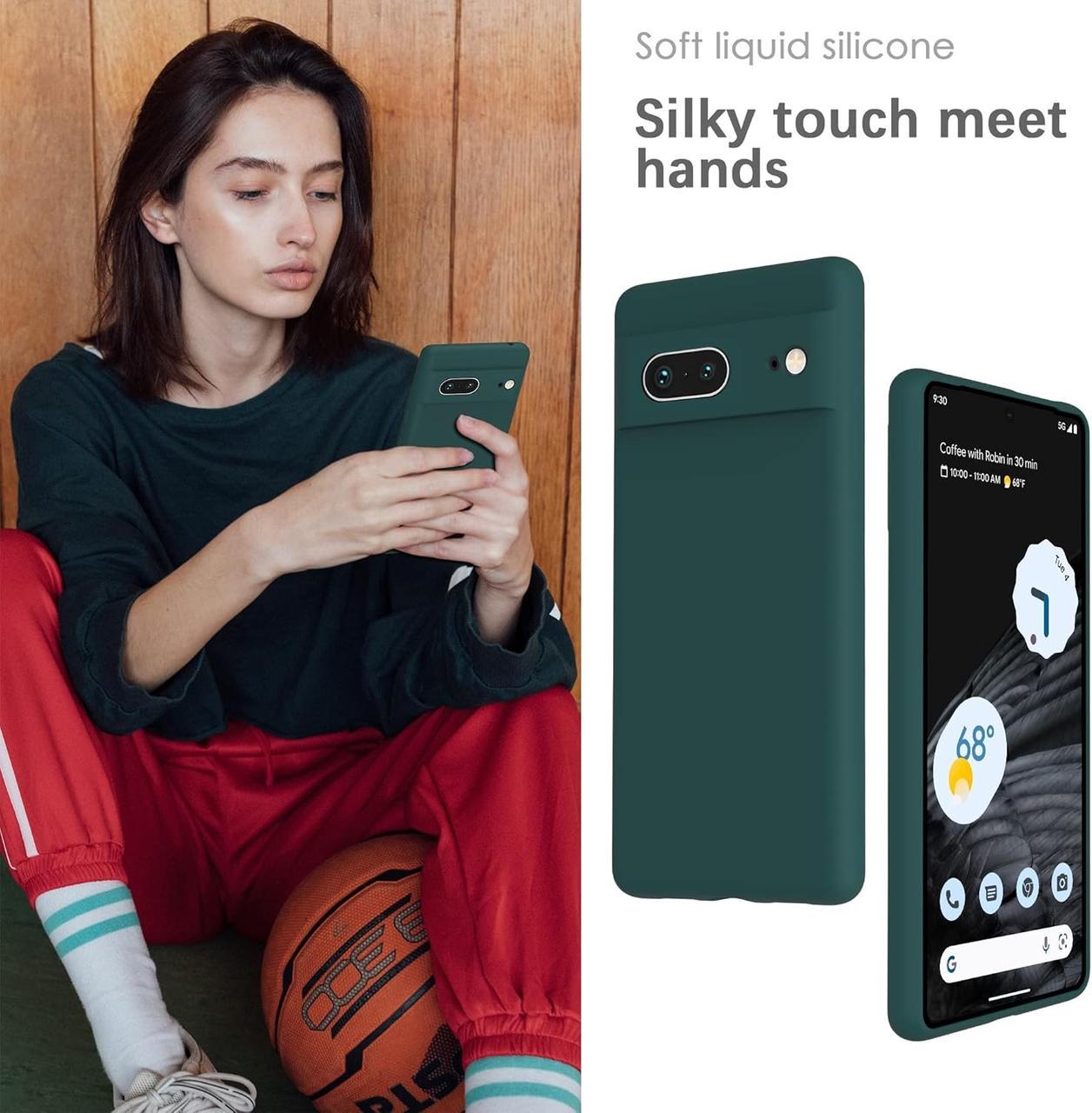 Силиконовый чехол для Google Pixel 6 (с микрофиброй внутри) Темно-зелёный - фото 8 Силиконовый чехол для Google Pixel 6 (с микрофиброй внутри) Темно-зелёный - фото 8