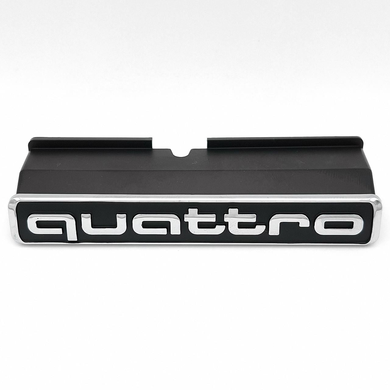 Эмблема радиаторной решетки Quattro Audi 95х14 мм Хром/Черный (Q3 8U)