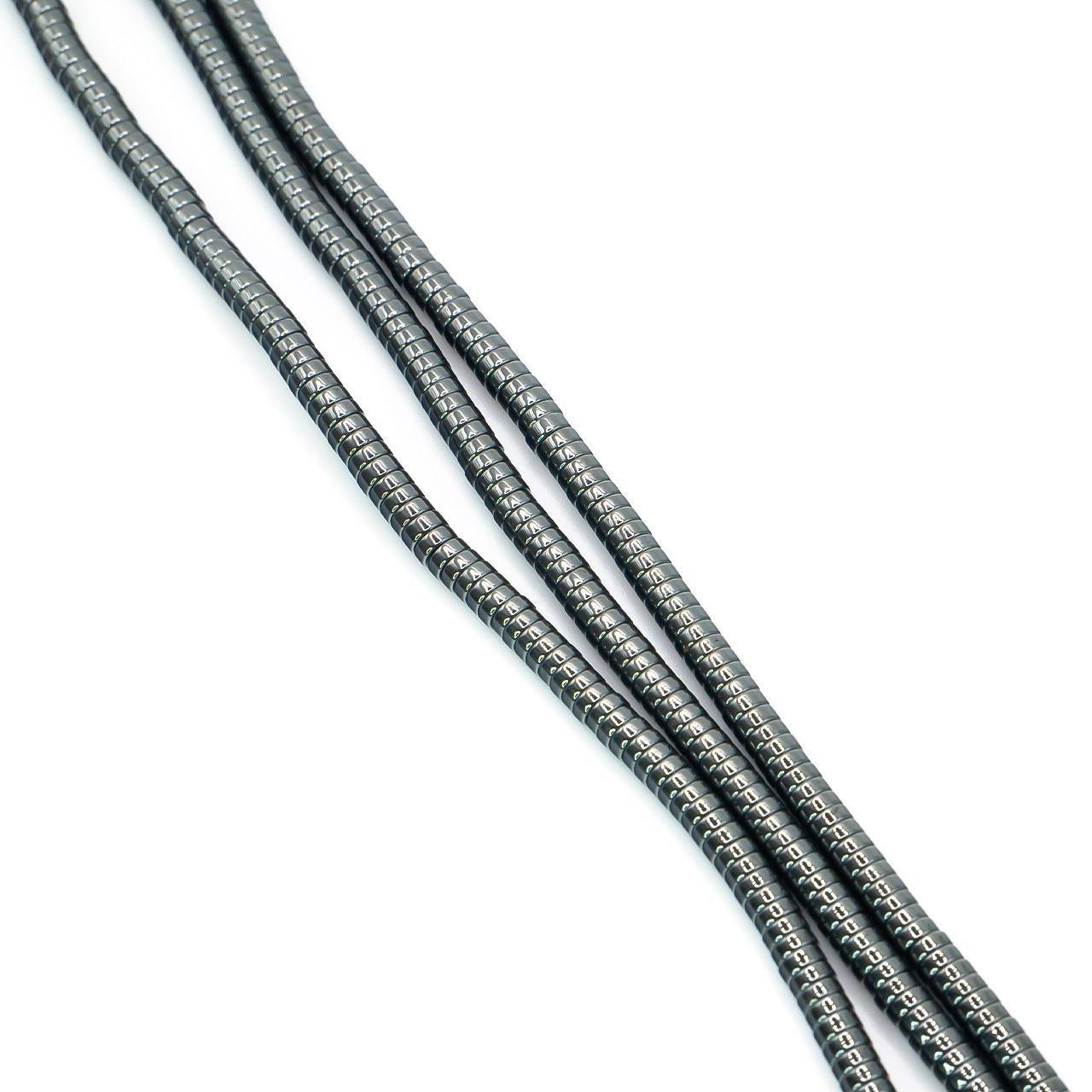 Бусины гематитовые Шайба 4х1 мм 40 см 340 шт. Серый (БГ0401ш15)