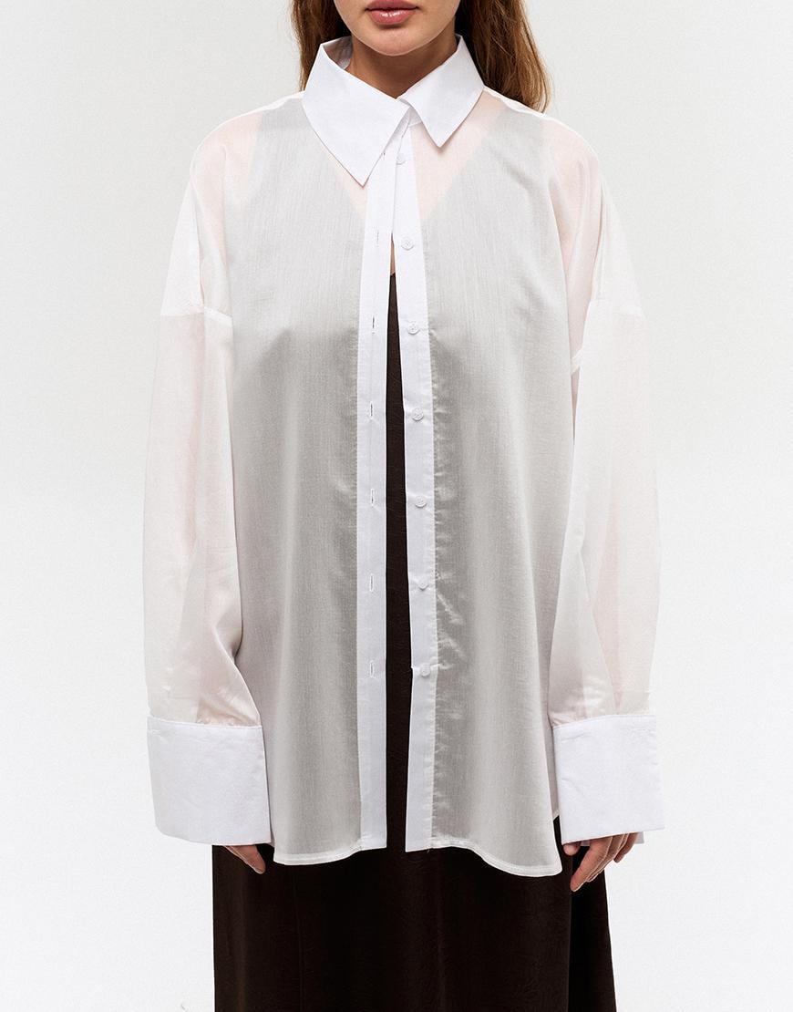 Сорочка оверсайз прозора жіноча TWINSIS CLOTHES біла One size