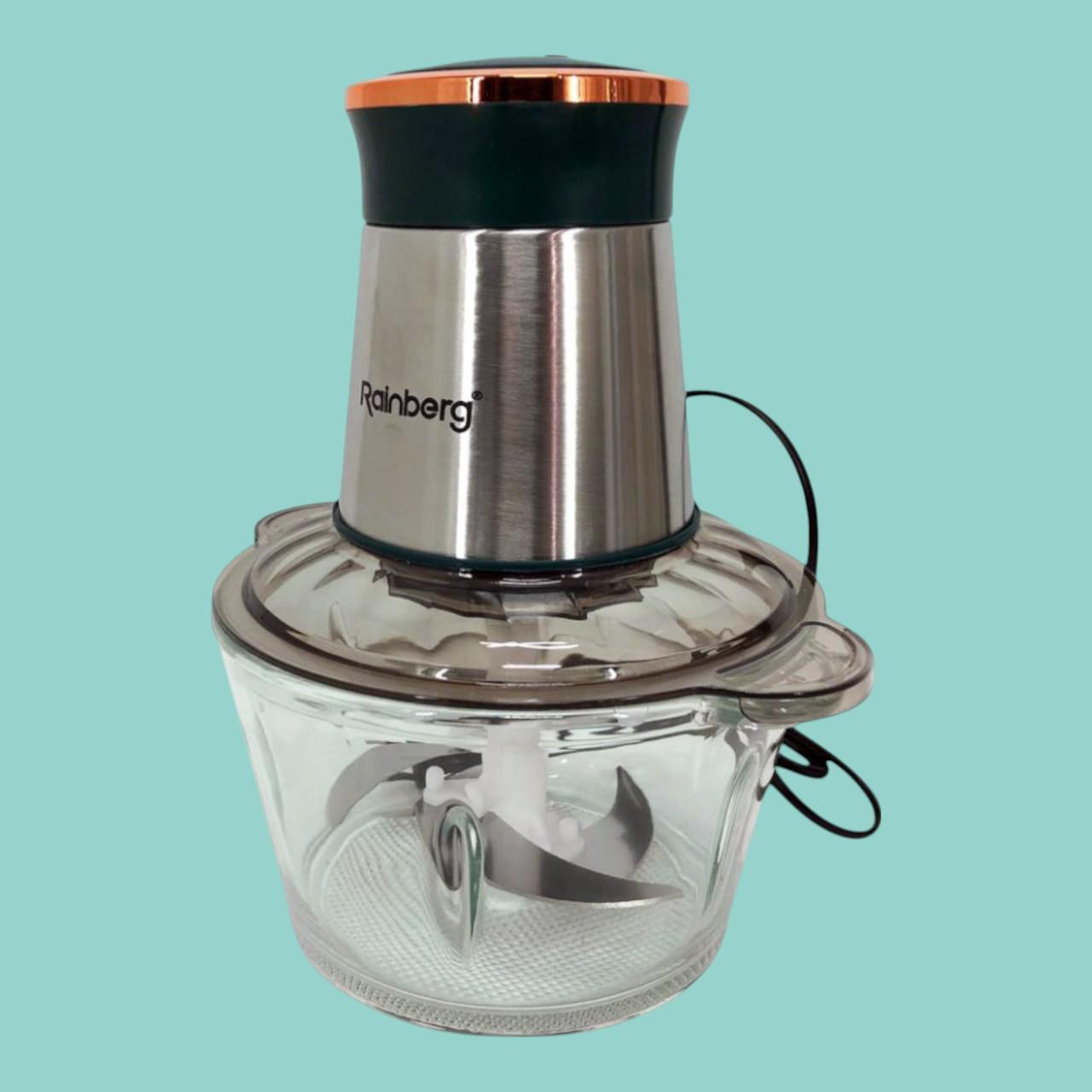 Подрібнювач зі скляною чашею Rainberg RB-2201 блендер з 2 швидкостями та 4 сталевими лезами для овочів та фруктів 1300 Вт 2 л (є59) - фото 2 Подрібнювач зі скляною чашею Rainberg RB-2201 блендер з 2 швидкостями та 4 сталевими лезами для овочів та фруктів 1300 Вт 2 л (є59) - фото 2
