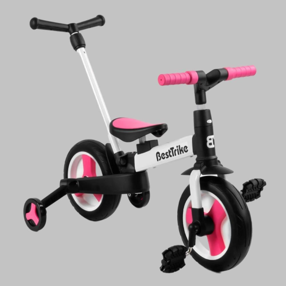 Велосипед-трансформер детский Best Trike 10" родительская ручка съемные педали Black/Pink (105226)