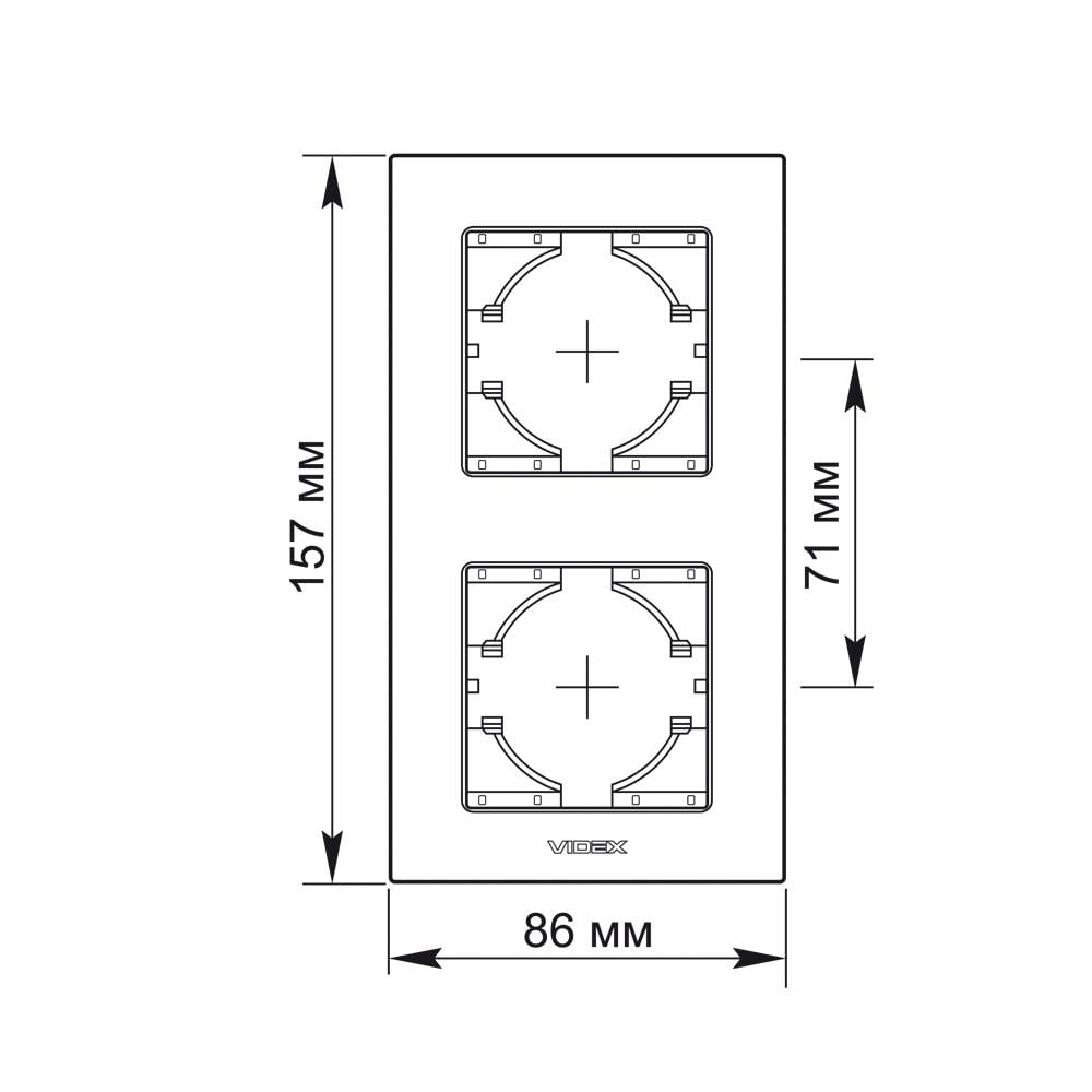 Рамка для розеток Videx Binera 2 места вертикальная алюминий Медный (VF-BNFRA2V-CP) - фото 2