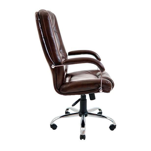 Кресло офисное компьютерное Alberto VIP Хром M1 Tilt натуральная кожа Lux Коричневый - фото 3 Кресло офисное компьютерное Alberto VIP Хром M1 Tilt натуральная кожа Lux Коричневый - фото 3