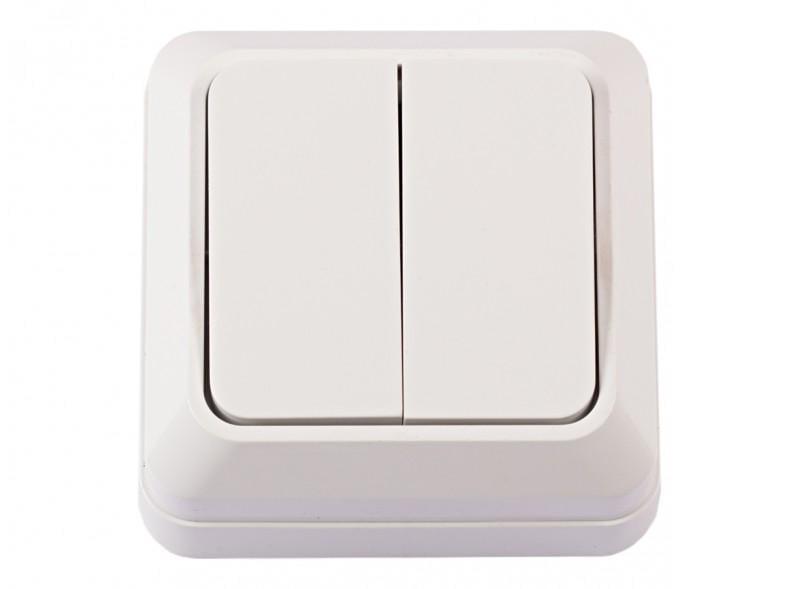 Выключатель двухклавишный накладной Luxel 2003 OPERA Белый (27550173)