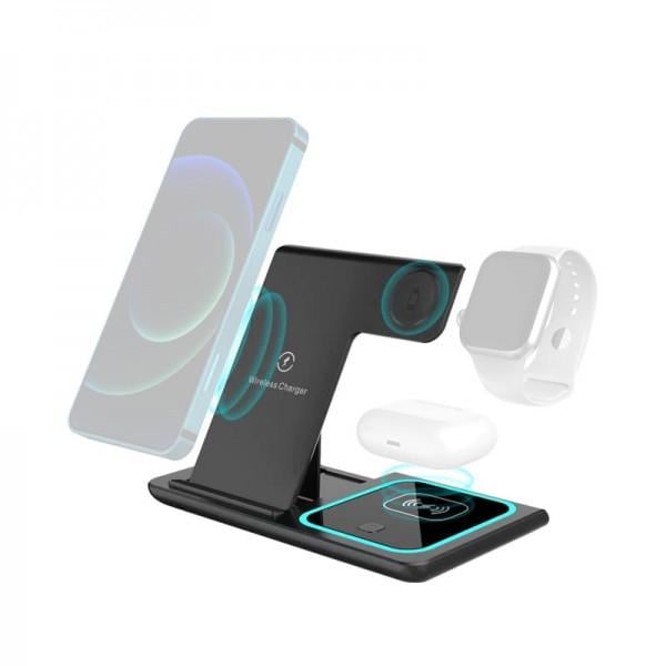 Беспроводная зарядка AC Prof 15 Вт 5-12 В для часов/телефона/наушников 3in1 (1794381685) - фото 4