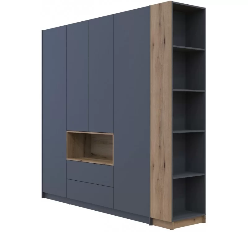 Шкаф четырехдверный Дейл 234х52х220 см Графит/Дуб Эвок (26844867)