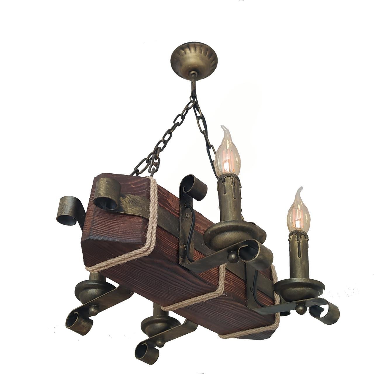 Люстра підвісна дерев'яна свічки Lighthouse LPR-20103/4P Коричневий (112180)