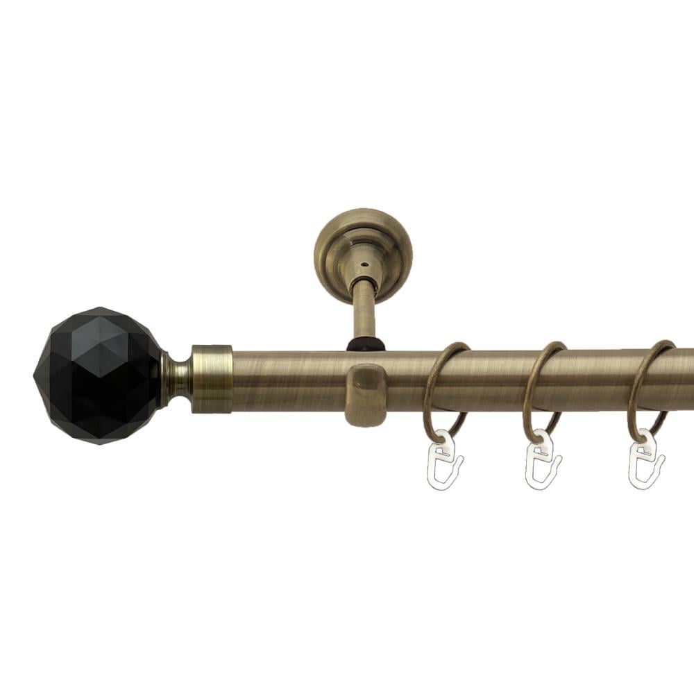 Карниз Orvit Люміера Неро металевий однорядний відкритий гладка труба кільце металеве 25 мм 160 см Антик (00-00024360)