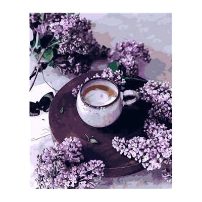 Набор для росписи по номерам Strateg Кофе с Сиренью 40х50 см (VA-1118-mt)