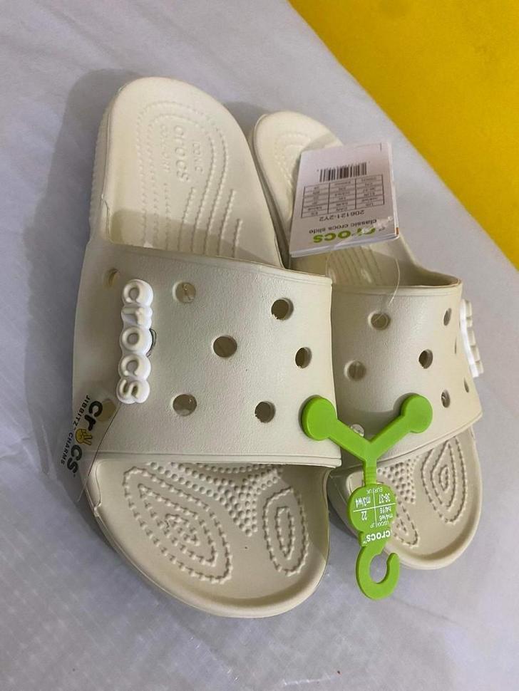 Шльопанці жіночі утеплені Crocs Classic Slide р. 48 49 Бежевий (11733) - фото 7