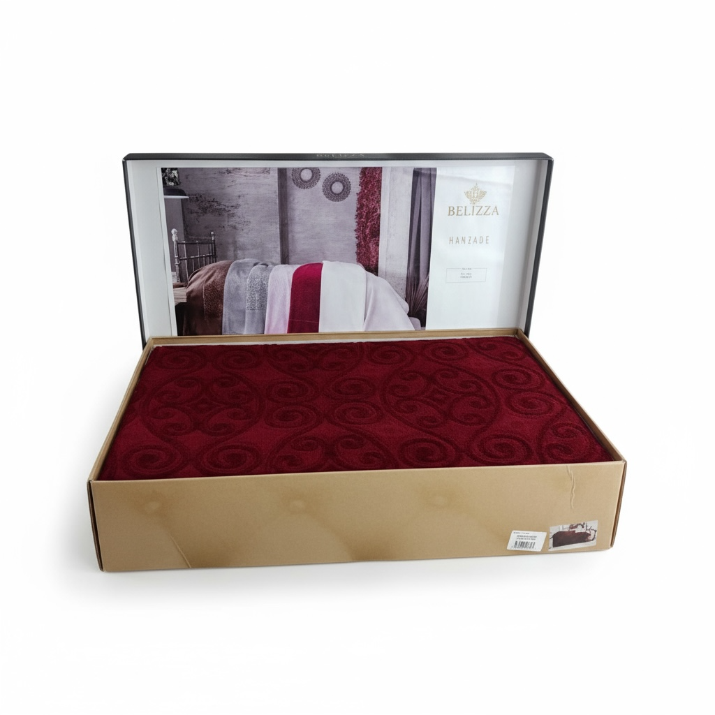 Покривало махрове з натуральної бавовни 200х220 см Бордовий (2075657384)