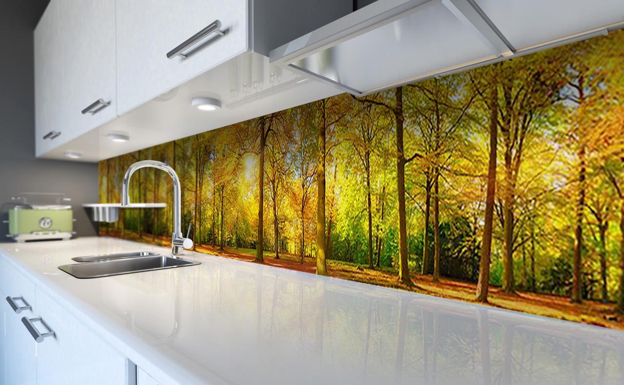 Кухонный фартук Осенний лес/Деревья из самоклеющейся виниловой пленки 60х250 см Желтый Кухонный фартук Осенний лес/Деревья из самоклеющейся виниловой пленки 60х250 см Желтый