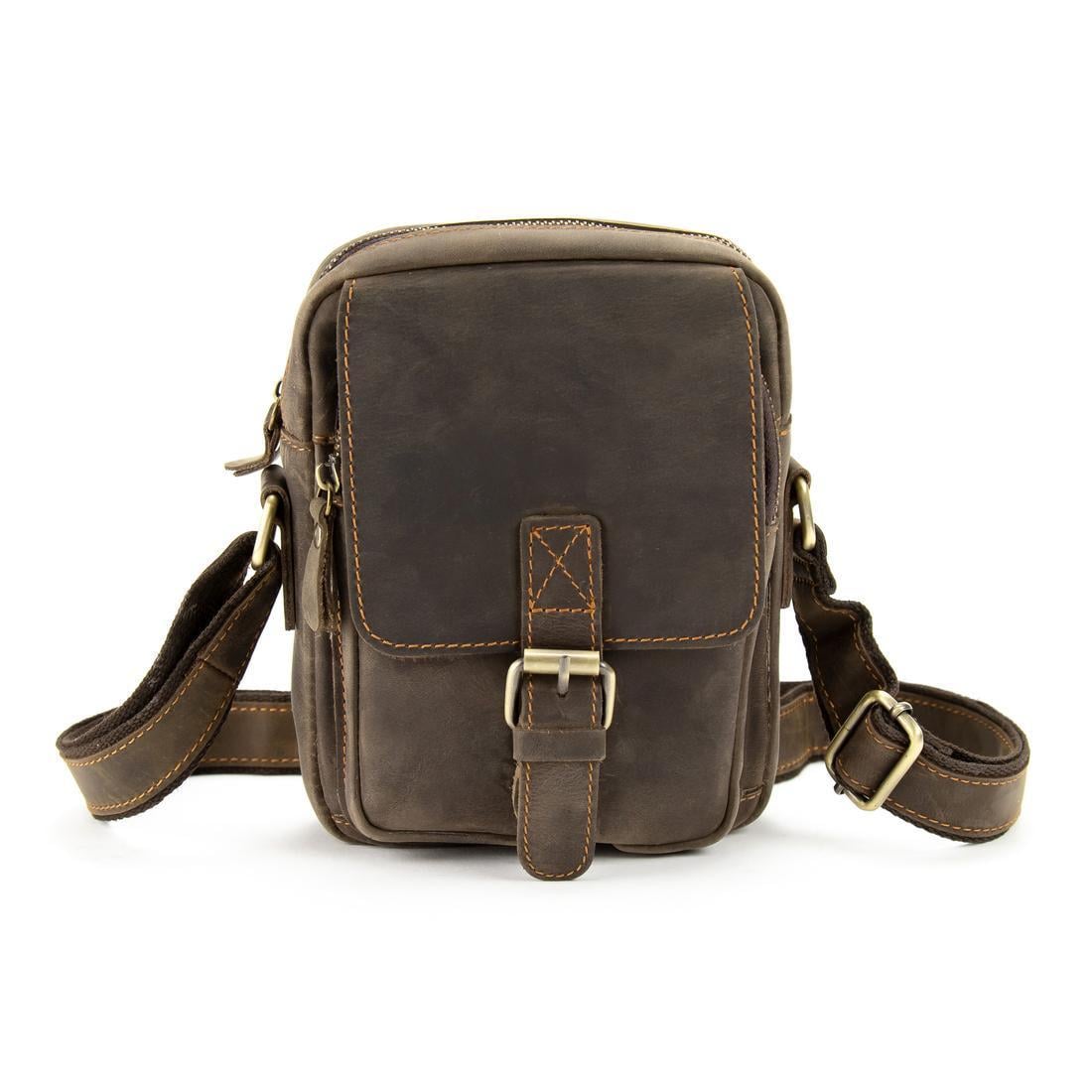 Мужская сумка кожаная Tiding Bag M39-1064DB Коричневый (2768688635)