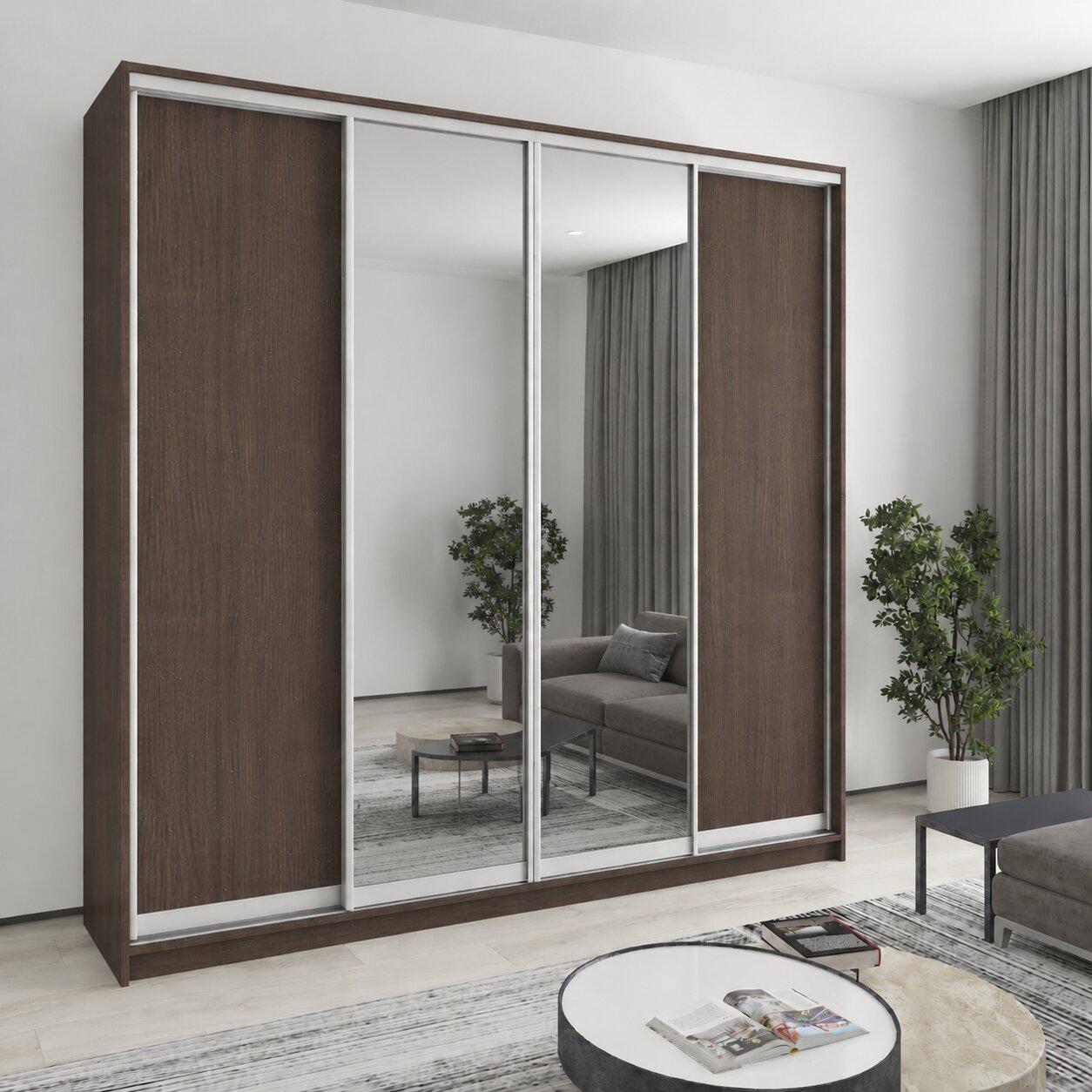 Шкаф-купе четырехдверный MebelStar Стандарт AL 2 ДСП/2 зеркала 270x45x240 см Дуб ристрето (MBS-13148) Шкаф-купе четырехдверный MebelStar Стандарт AL 2 ДСП/2 зеркала 270x45x240 см Дуб ристрето (MBS-13148)