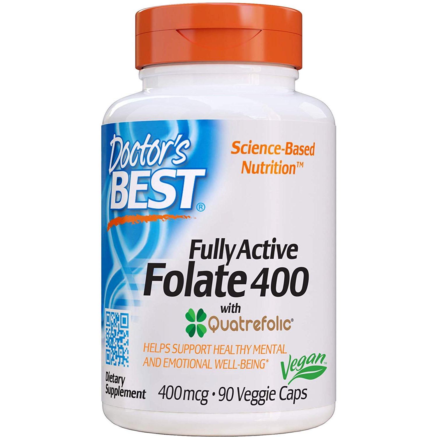 Фолиевая кислота Doctor's Best Fully Active with Quatrefolic 400 mcg 90 Caps