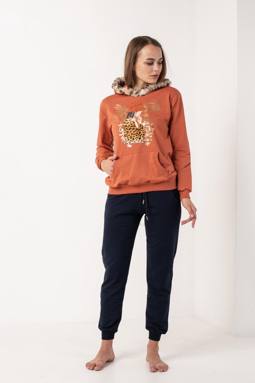 Костюм женский с брюками S Темно-оранжевый (88931)