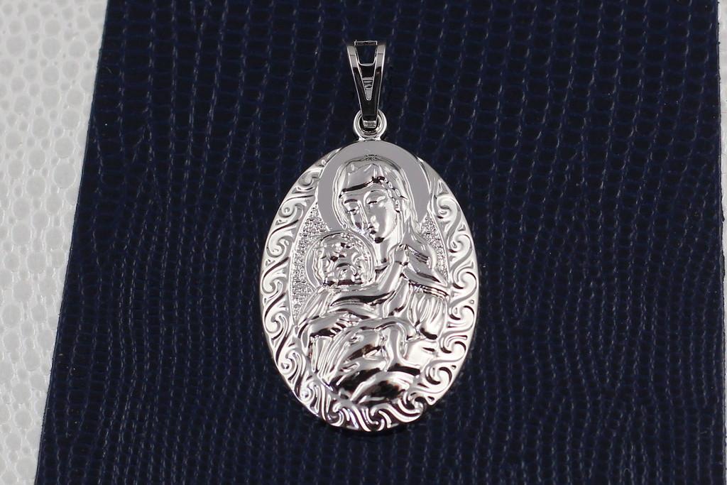 Ладанка Xuping Jewelry Мария с младенцем тесненная 3,4 см Серебристый