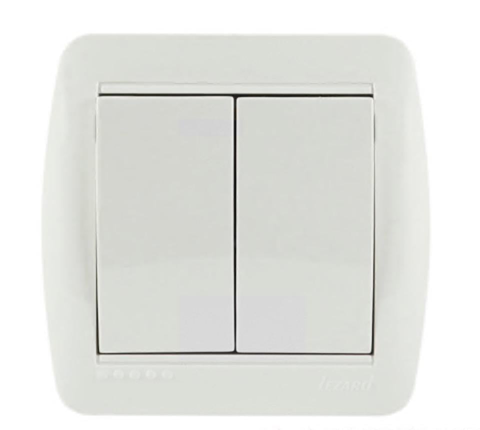Вимикач накладний двоклавішний Lezard Demet IP20 Білий (27548814)