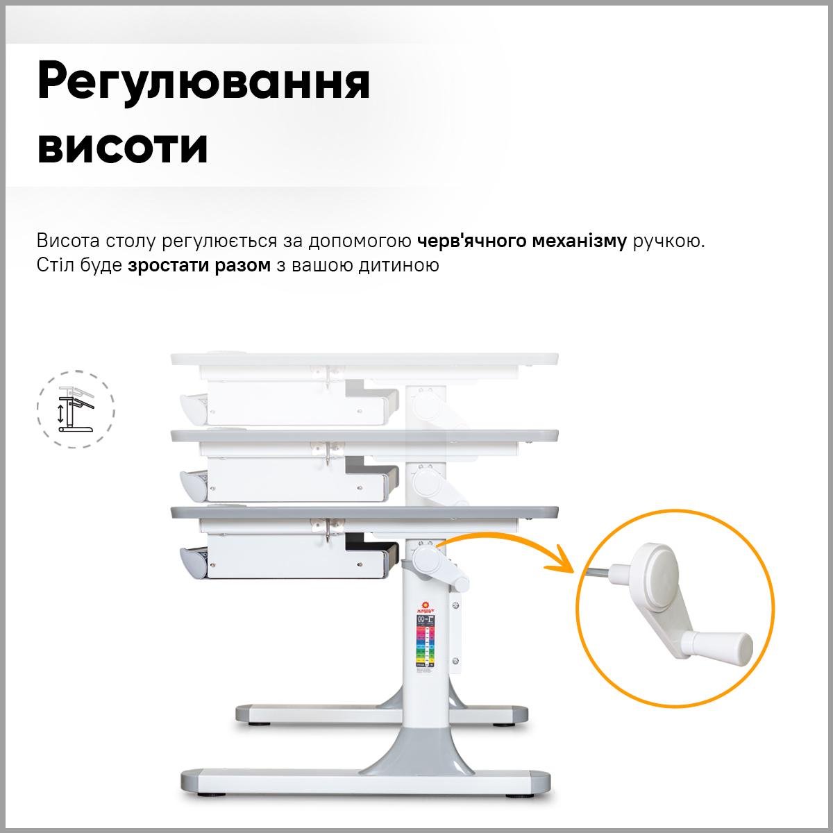 Парта-трансформер школьная Mealux Edmonton Multicolor детская с полкой S50 Белый/Серый (8279469) - фото 5