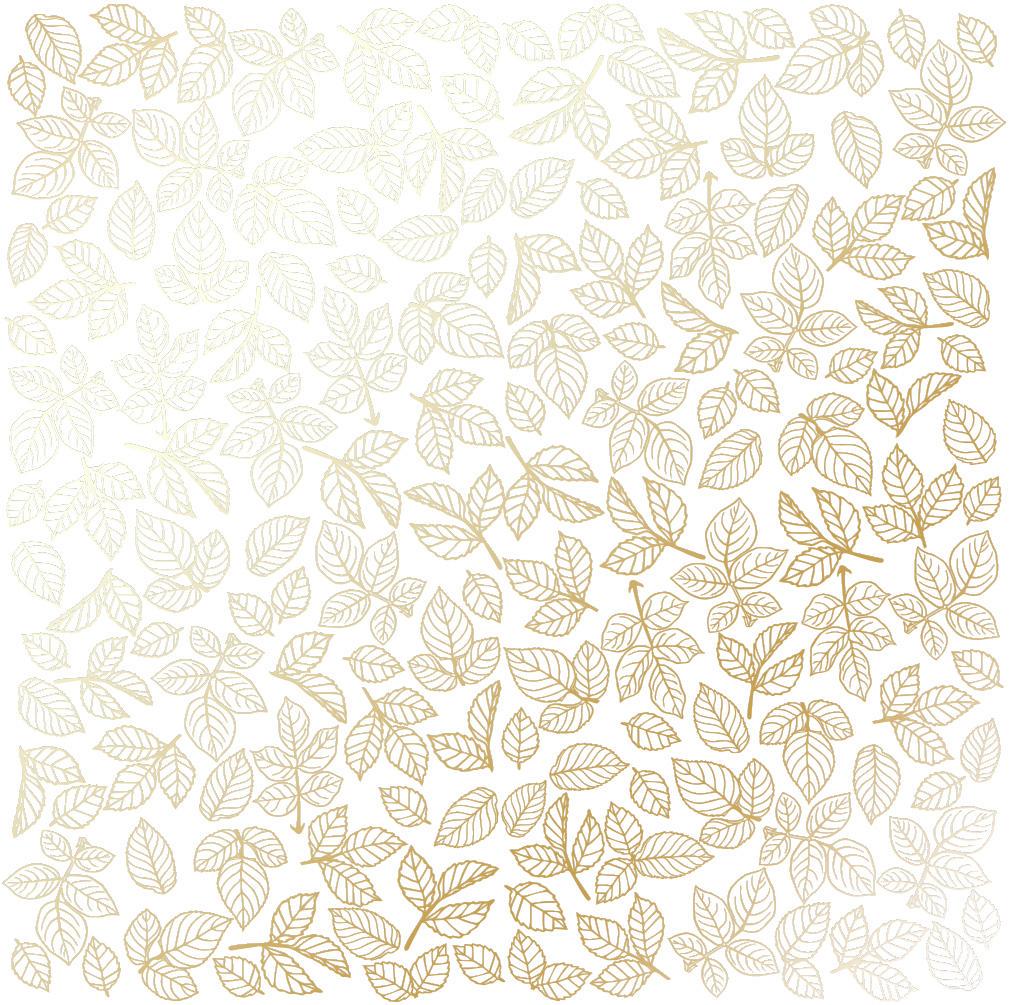 Лист паперу односторонній Golden Rose leaves з фольгуванням 30,5х30,5 см White