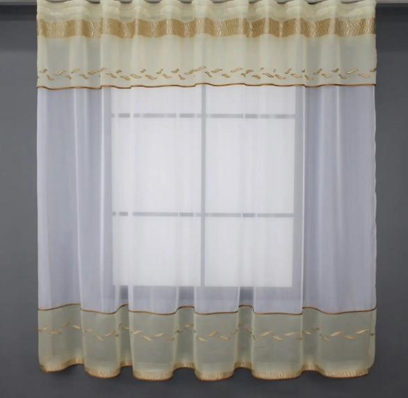 Гардина на кухню 270х170 см Бежевый/Белый (00к 59-896)