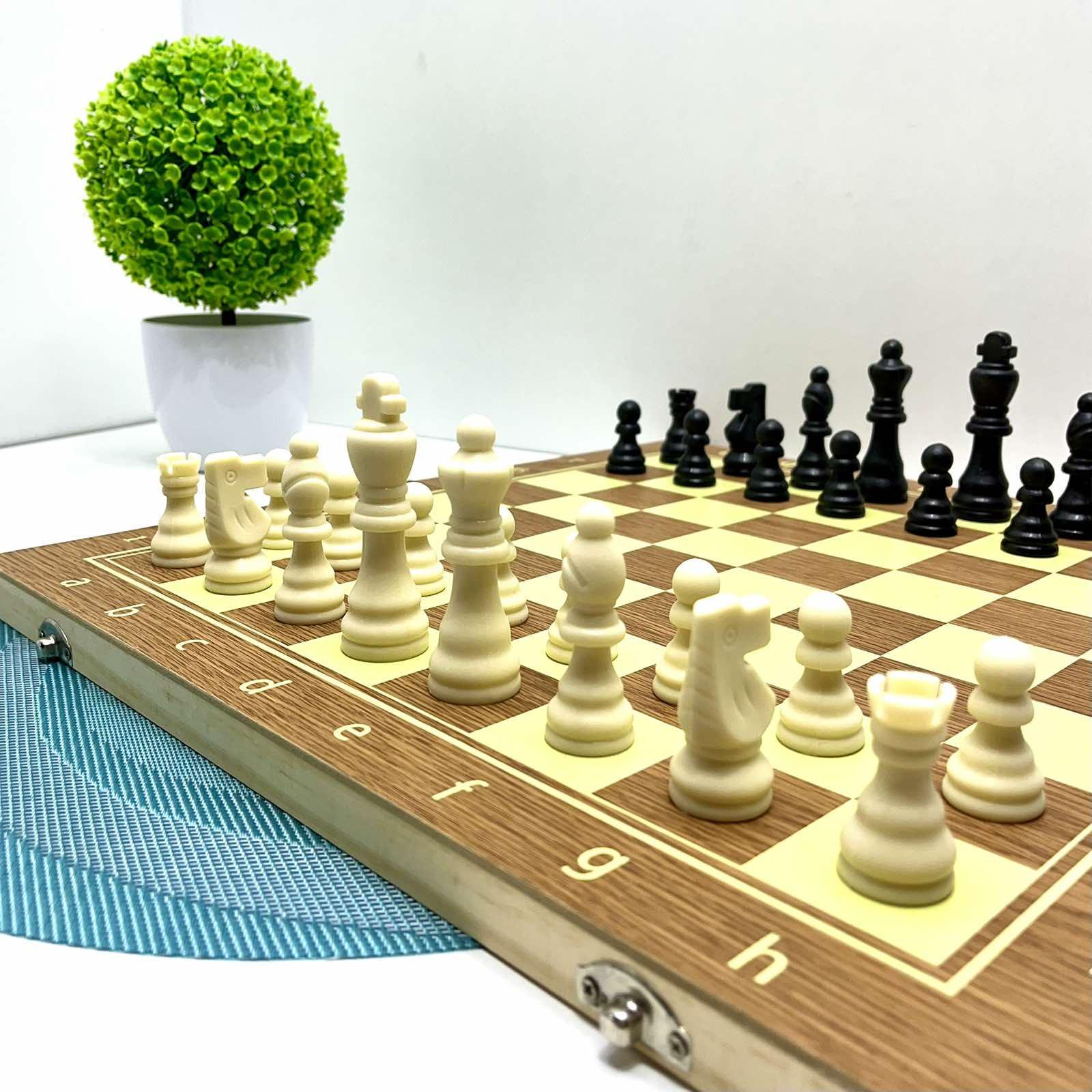 Набор игровой 3в1 шахматы/нарды/шашки деревянная доска (QP002)