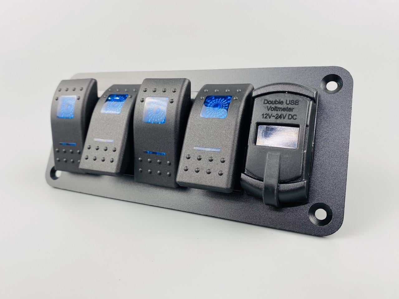 Панели с 4 переключателями/двумя USB-портами и цифровым вольтметром (2442075033)