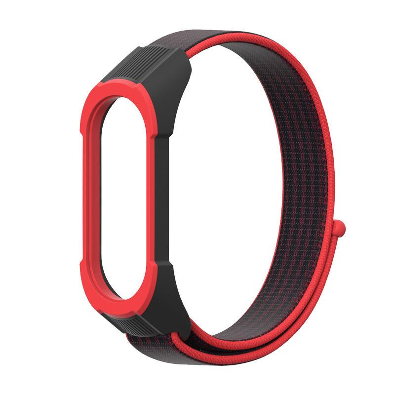 Ремешок для смарт-браслетов с рамкой MiJobs Nylon Loop Plus для Xiaomi Mi Band 4/3 Черно-красный-Черный/Черный/Черный (1435P)
