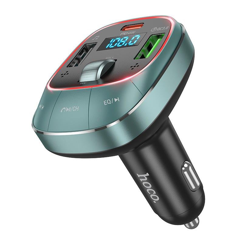 Адаптер автомобільний Hoco Pole BT FM transmitter E76 2хUSB/Type-C 45 W 3 A PD/QC Space Black (584632)