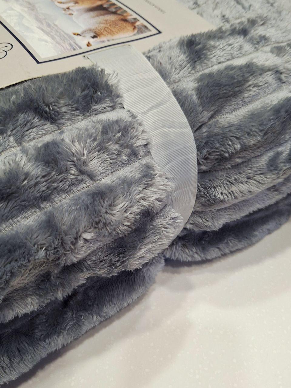 Плед на овчине Шарпей Королевская полоска 200x220 см Серо-голубой (1565) - фото 4 Плед на овчине Шарпей Королевская полоска 200x220 см Серо-голубой (1565) - фото 4