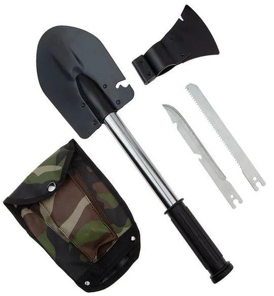 Саперная лопата складная с насадками топор/нож/пила Черный (XJ4225)