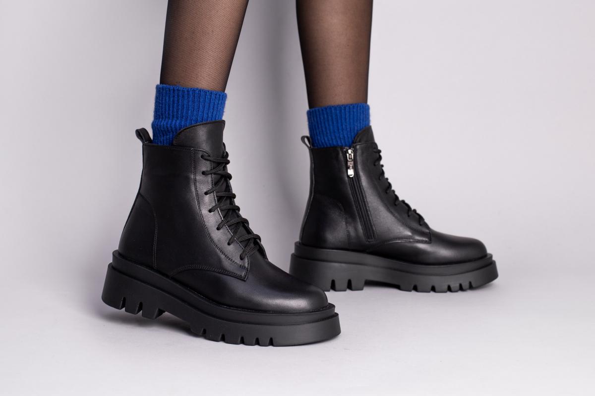 Ботинки женские кожаные на меху р. 37 Черный (6706-1з/37)