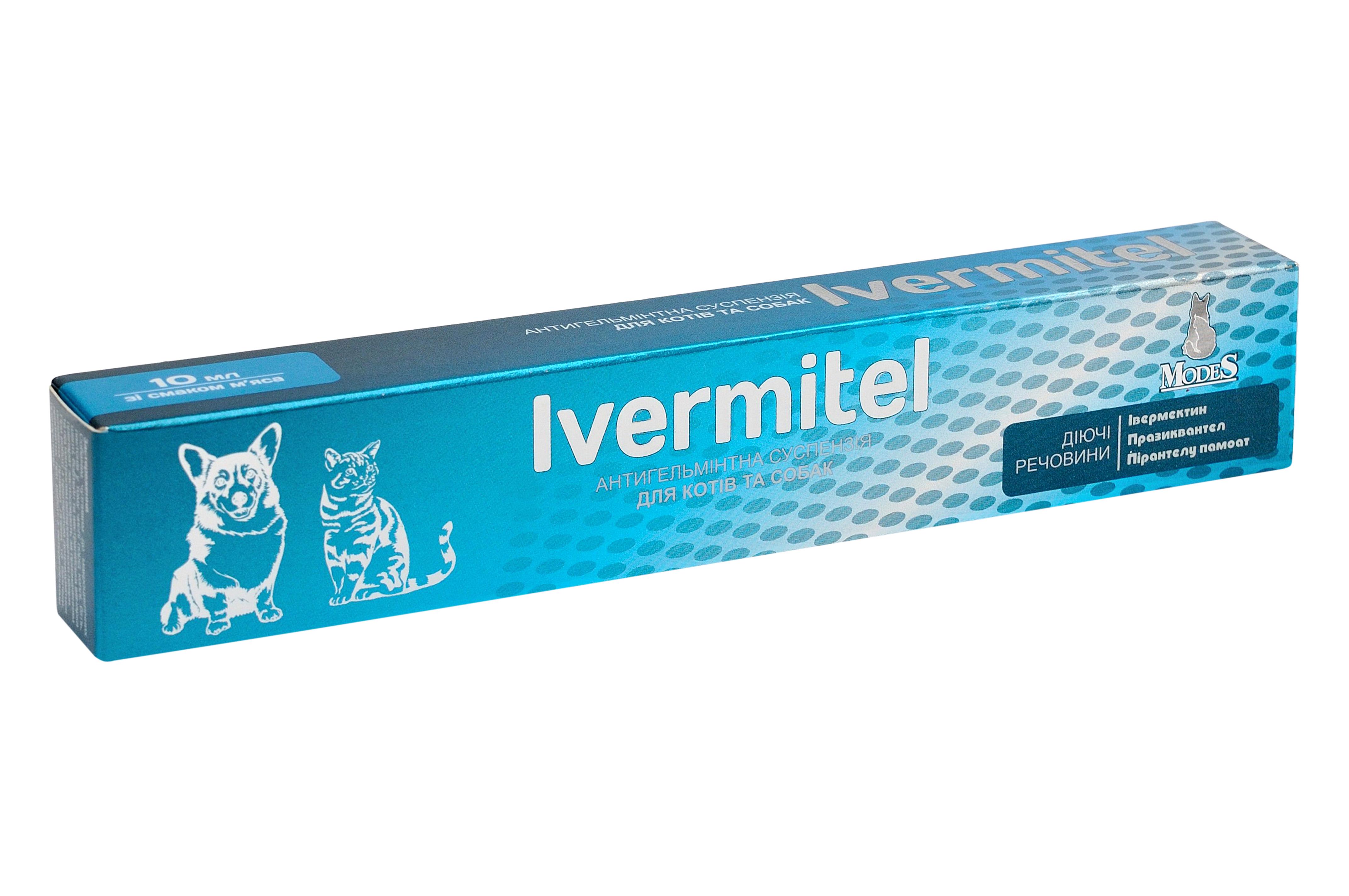 Суспензія антигельмінтна ModeS Ivermitel для котів/собак зі смаком м'яса 10 мл (27850089) - фото 2 Суспензія антигельмінтна ModeS Ivermitel для котів/собак зі смаком м'яса 10 мл (27850089) - фото 2