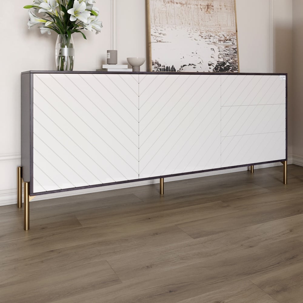 Комод Lion Амарант 158,5x39x77 см Бетон темный/Белый (LION-041960)