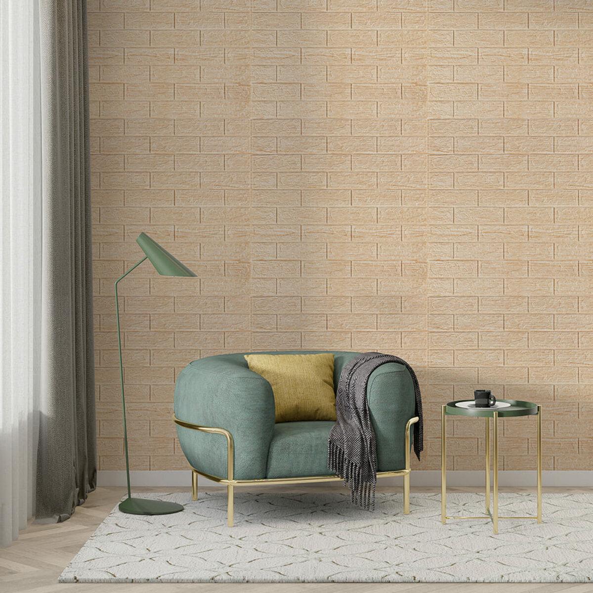 Панель самоклеящаяся декоративная 3D под кирпич полоска 184 700x770x5 мм Бежевый (SW-00000489) - фото 5 Панель самоклеящаяся декоративная 3D под кирпич полоска 184 700x770x5 мм Бежевый (SW-00000489) - фото 5