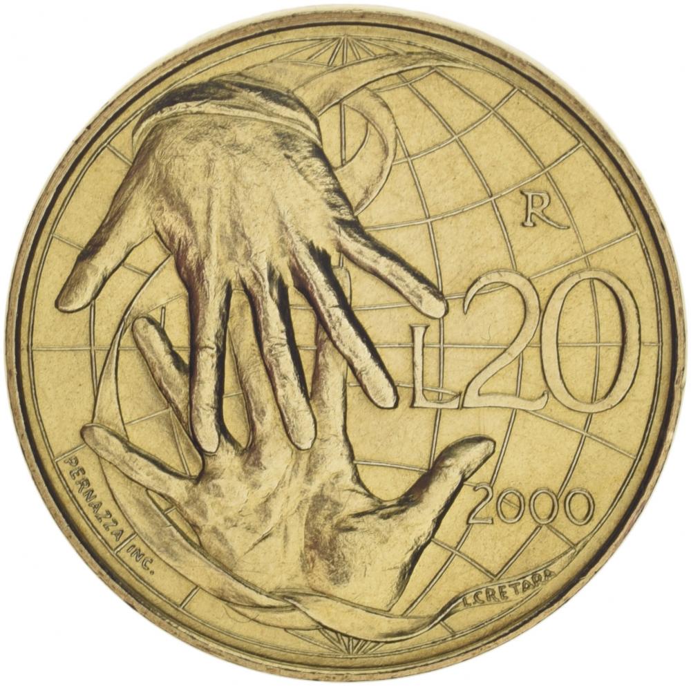 Коллекционная монета Сан-Марино 20 лир 2000 AU-UNC (KM#400)