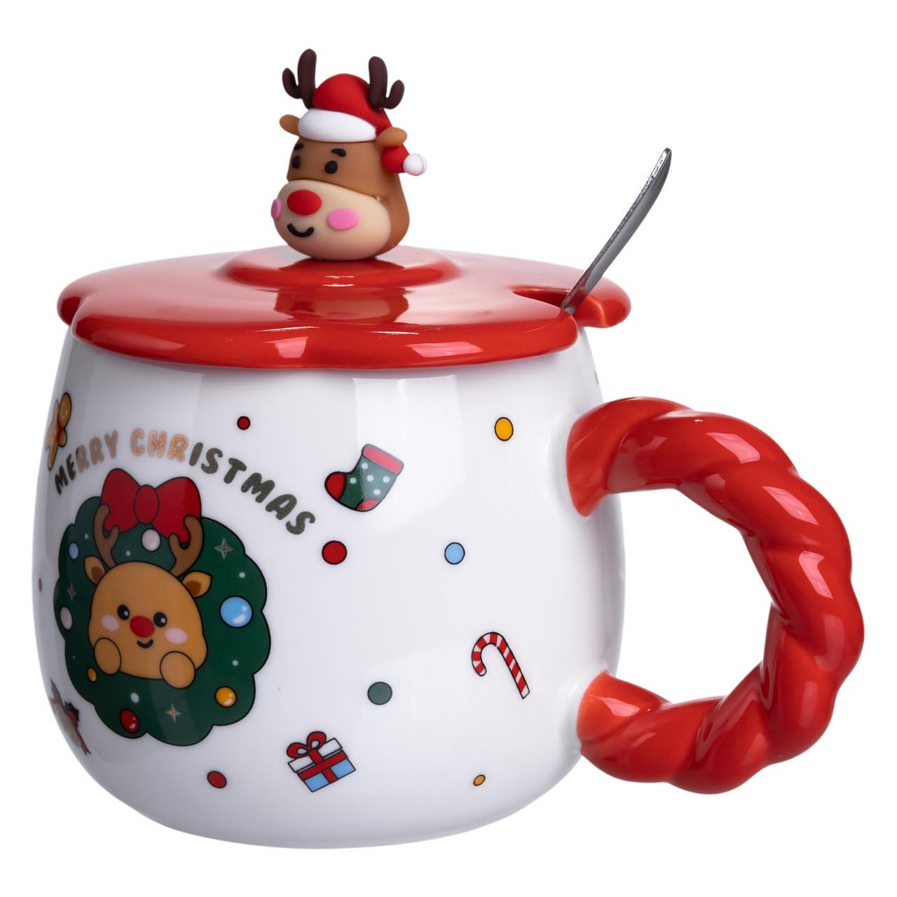 Чашка фарфоровая Rudolph the Reindeer с крышкой 400 мл (FM-CS-20A) - фото 2 Чашка фарфоровая Rudolph the Reindeer с крышкой 400 мл (FM-CS-20A) - фото 2