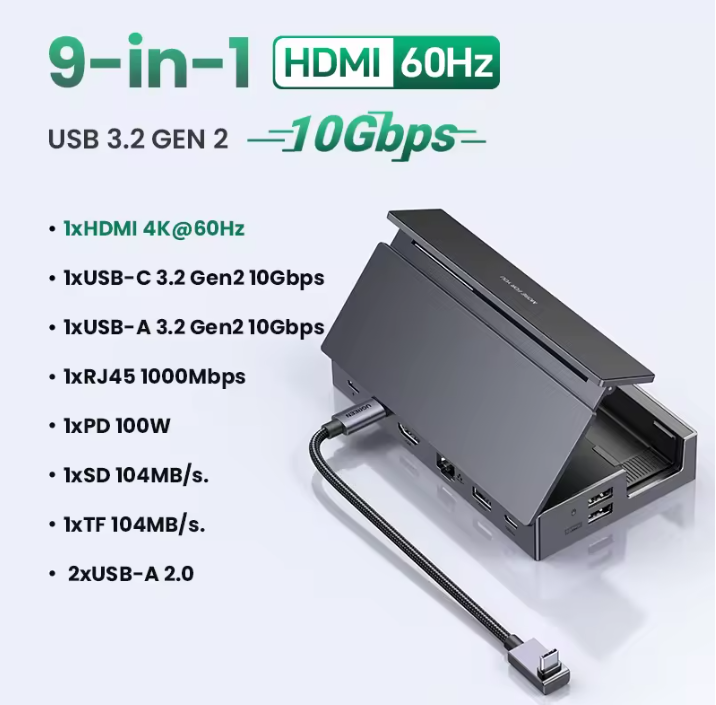 Хаб UGREEN 9в1 Steam Deck Dock 4K60Hz PD100W (2623016416) - фото 2 Хаб UGREEN 9в1 Steam Deck Dock 4K60Hz PD100W (2623016416) - фото 2
