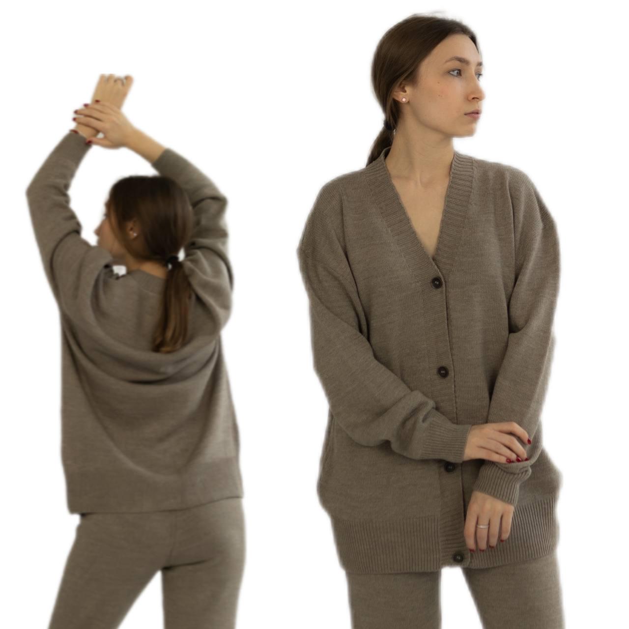 Кардиган вязаный на зиму-весну WALERI one size Коричневый - фото 2 Кардиган вязаный на зиму-весну WALERI one size Коричневый - фото 2