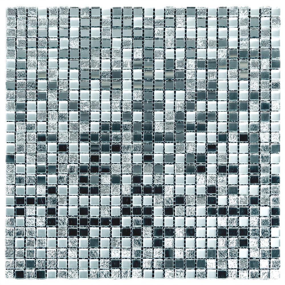 Плитка мозаика стеклянная декоративная Sticker Wall на клеевой основе 298х298х4,5 мм Серебряный (SW-00002371)